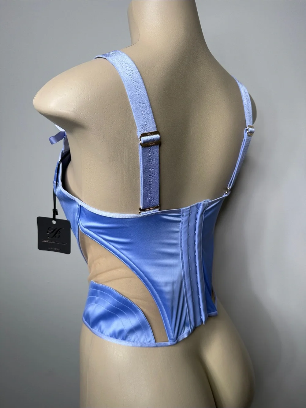 Honey Birdette Liva blue Satin Corset Top